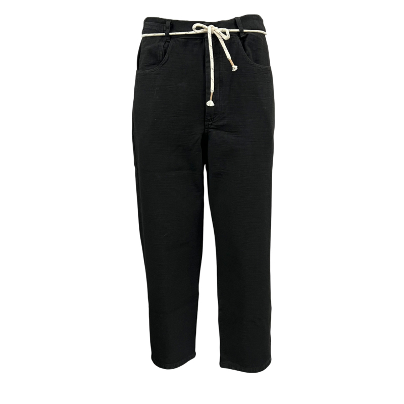MADSON by BottegaChilometriZero black woven cotton trousers DU23366 REVERSE BULL MADE IN ITALY