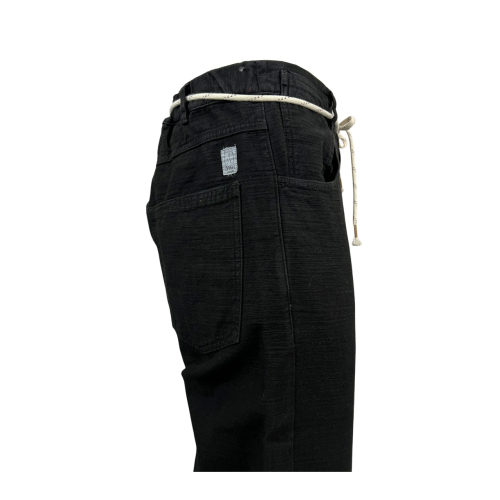 MADSON by BottegaChilometriZero black woven cotton trousers DU23366 REVERSE BULL MADE IN ITALY