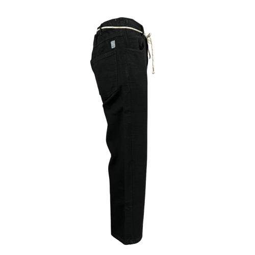 MADSON by BottegaChilometriZero black woven cotton trousers DU23366 REVERSE BULL MADE IN ITALY