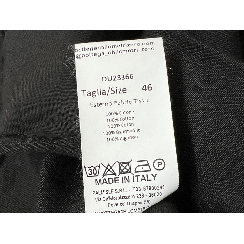 MADSON by BottegaChilometriZero black woven cotton trousers DU23366 REVERSE BULL MADE IN ITALY
