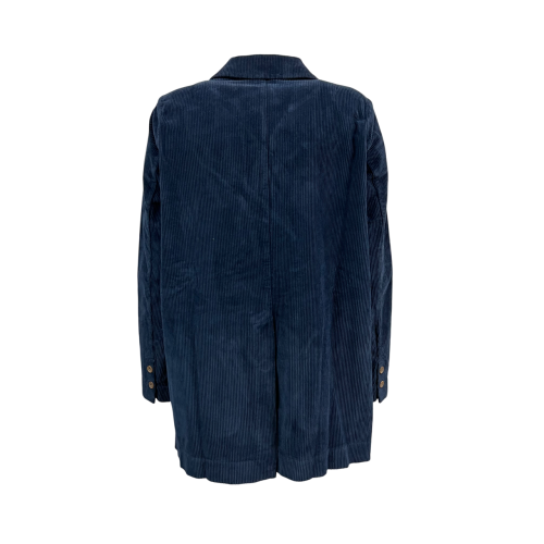 TREBARRABI giacca donna velluto a coste blu doppiopetto over BLUE COSTA MADE IN ITALY