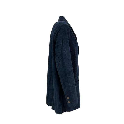 TREBARRABI giacca donna velluto a coste blu doppiopetto over BLUE COSTA MADE IN ITALY