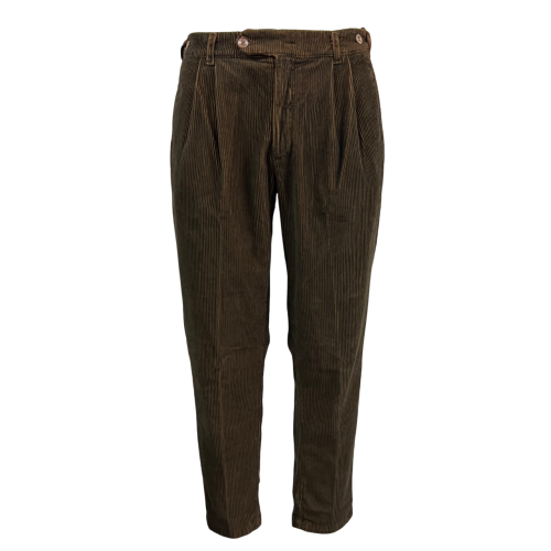 MADSON by BottegaChilometriZero men's trousers corduroy two-tone black/cocoa DU24774 MADE IN ITALY