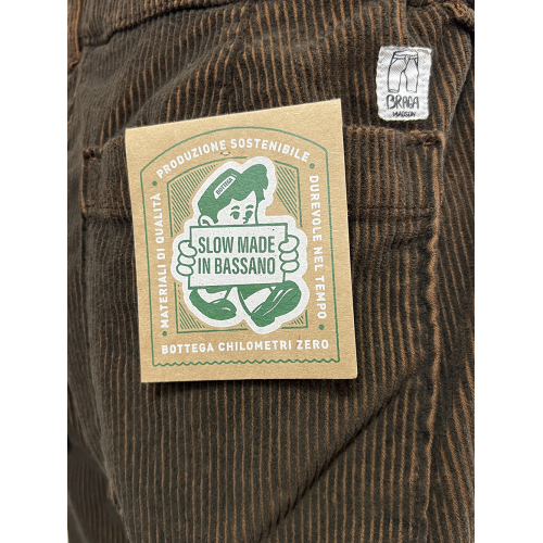 MADSON by BottegaChilometriZero men's trousers corduroy two-tone black/cocoa DU24774 MADE IN ITALY