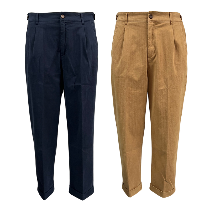 MADSON by BottegaChilometriZero men's trousers in herringbone cotton DU24762 KELLY SHORT MADE IN ITALY