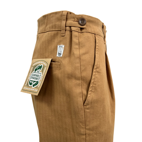 MADSON by BottegaChilometriZero men's trousers in herringbone cotton DU24762 KELLY SHORT MADE IN ITALY