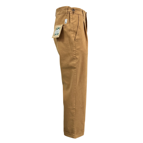 MADSON by BottegaChilometriZero men's trousers in herringbone cotton DU24762 KELLY SHORT MADE IN ITALY