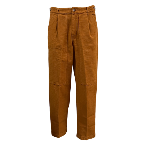 MADSON by BottegaChilometriZero men's trousers in rust-coloured cotton DU24759 REVERSE BULL MADE IN ITALY
