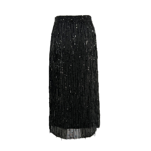 MEIMEIJ gonna donna longuette paillettes nera M4IHH4 100% poliestere