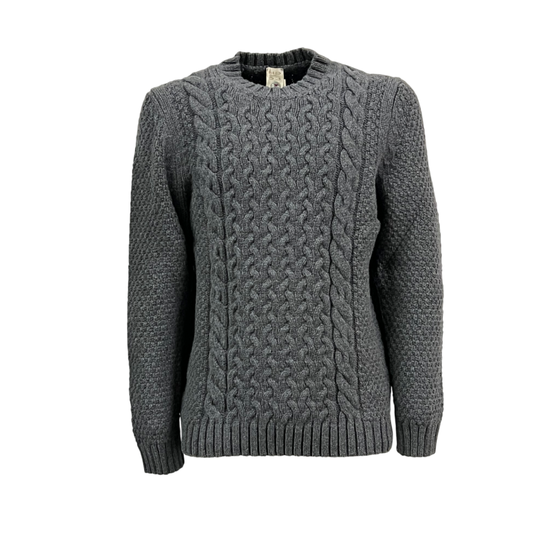 copy of H953 Reversible blue flat rib sweater 100% merino wool ISERE HS2942