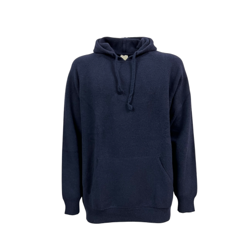 H953 men's wool sweatshirt blue with hood HS3381/U MADE IN ITALY