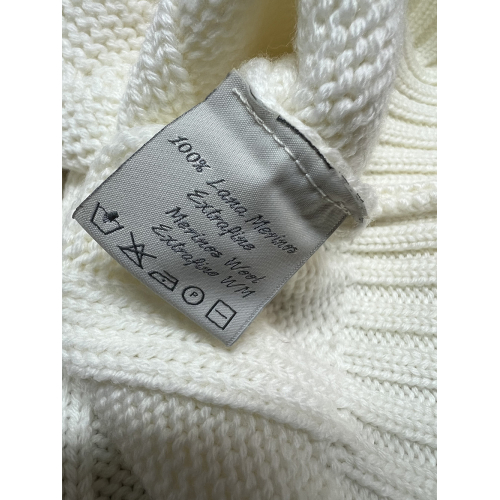 H953 men's crewneck sweater with cream braids HS4264A-NT 100% merino wool MADE IN ITALY