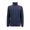H953 men's flat ribbed sweater blue HS4225 FIN 6 100% merino wool MADE IN ITALY