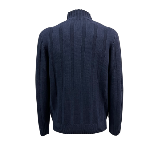 H953 men's flat ribbed sweater blue HS4225 FIN 6 100% merino wool MADE IN ITALY
