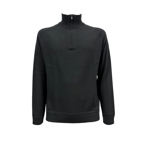 H953 men's black turtleneck sweater with zip HS4272 100% merino wool FIN12 MADE IN ITALY