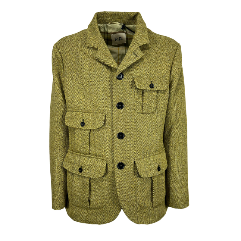 RR by Romano Ridolfi giacca lana uomo spinata verde/marrone GALLES FM-NEW HUN MADE IN ITALY