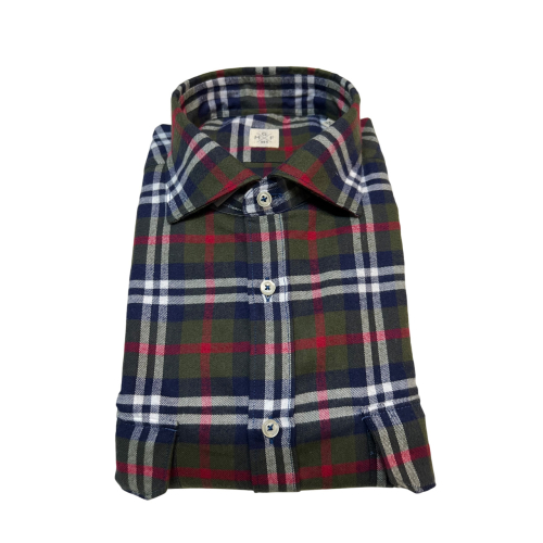 GMF 965 men's flannel shirt checked green/blue/burgundy SP353 942325/03