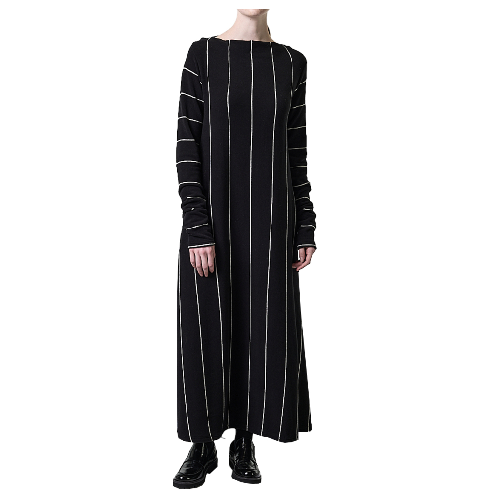 NEIRAMI abito donna lungo nero righe bianche verticali D007RG MADE IN ITALY NEIRAMI abito donna lungo nero righe bianche verticali D007RG MADE IN ITALY