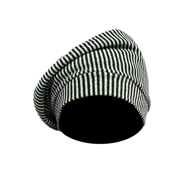 NEIRAMI basco donna righe nero/salvia AC07MS MADE IN ITALY