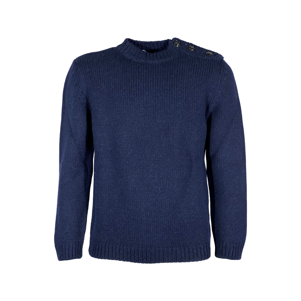 MOLO ELEVEN men's crewneck sweater blue heavy HAMILTON F0039 MADE IN ITALY