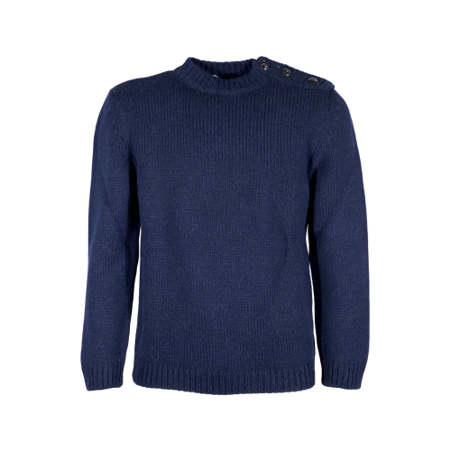 MOLO ELEVEN men's crewneck sweater blue heavy HAMILTON F0039 MADE IN ITALY