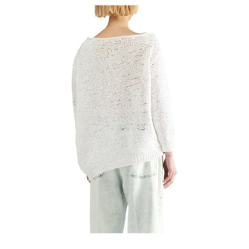 LIVIANA CONTI maglia donna fettuccia bianca F5SA88 MADE IN ITALY
