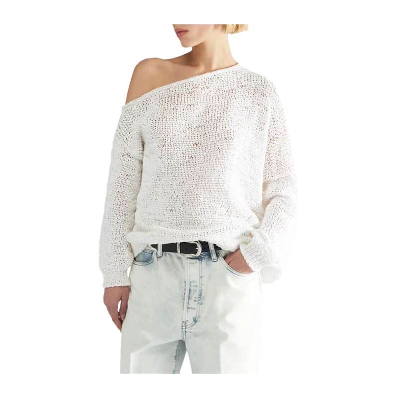 LIVIANA CONTI women's white ribbon sweater F5SA88 MADE IN ITALY