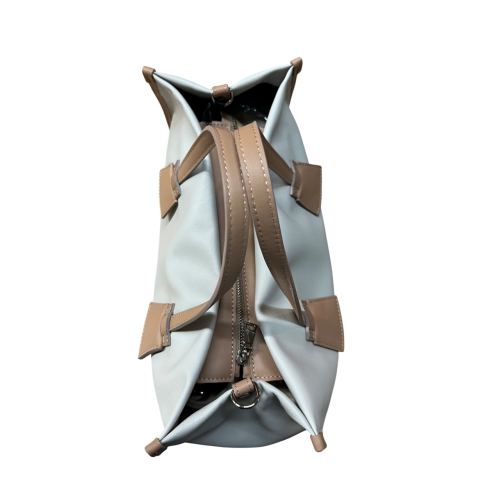 RIPANI borsa donna bicolore perla/nocciola con logo in contrasto E621LL ALDA 100% pelle MADE IN ITALY