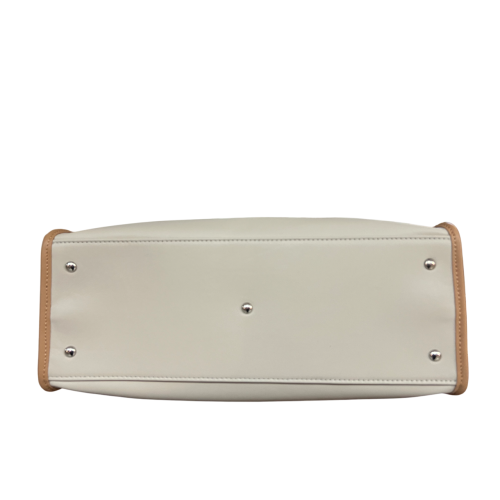 RIPANI borsa donna bicolore perla/nocciola con logo in contrasto E621LL ALDA 100% pelle MADE IN ITALY