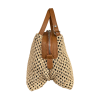 RIPANI borsa donna a mano rafia beige + pelle cervo biscotto E492BF MADE IN ITALY
