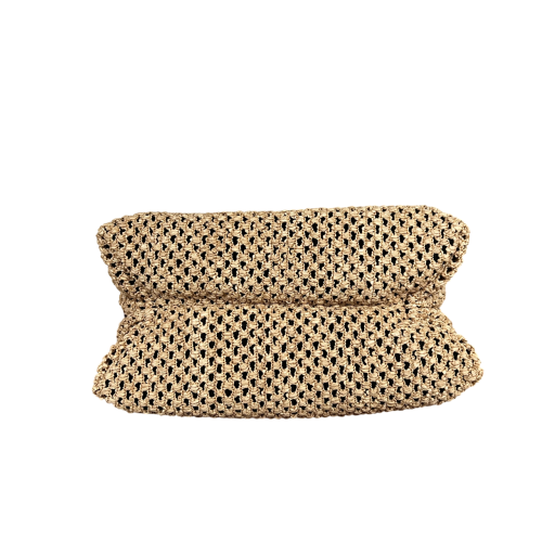 RIPANI borsa donna a mano rafia beige + pelle cervo biscotto E492BF MADE IN ITALY