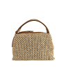 RIPANI borsa donna a mano rafia beige + pelle cervo biscotto E492BF MADE IN ITALY