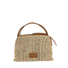 RIPANI borsa donna a mano rafia beige + pelle cervo biscotto E492BF MADE IN ITALY