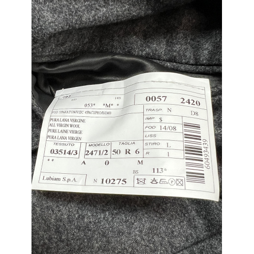 LUIGI BIANCHI unlined jacket gray flannel 3 buttons 2471/2 VITALE BARBERIS CANONICO