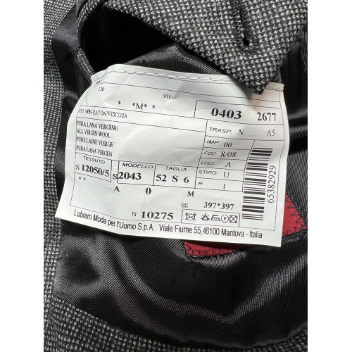 LUIGI BIANCHI unlined jacket micro design grey/white 2 buttons 2043 12050/5 MADE IN ITALY