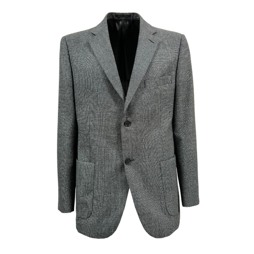 LUIGI BIANCHI unlined jacket micro design grey/white 2 buttons 2043 12050/5 MADE IN ITALY