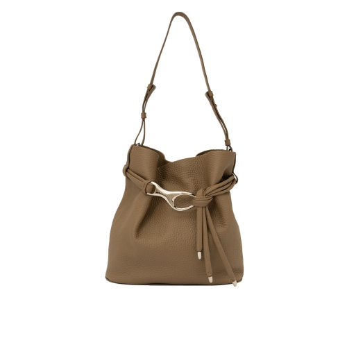 ORCIANI Dori Soft leather shoulder bucket bag with kiwi shoulder strap B02192 MADE IN ITALY