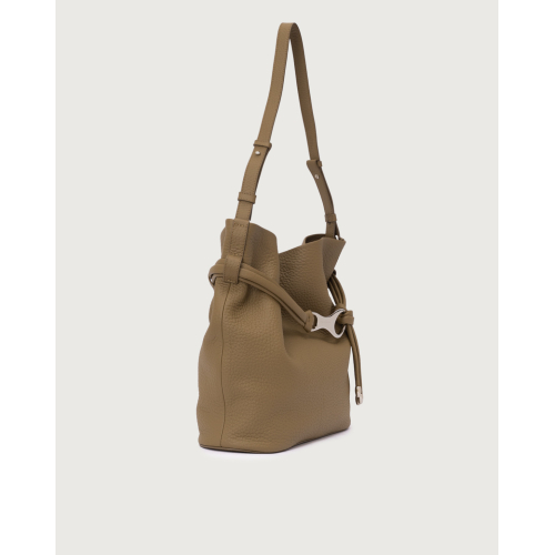 ORCIANI Dori Soft leather shoulder bucket bag with kiwi shoulder strap B02192 MADE IN ITALY