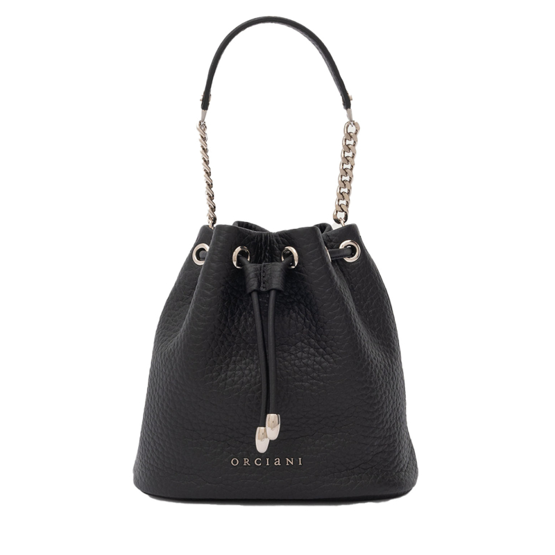 ORCIANI Mini Nest Soft bucket bag in hammered black SD0186 MADE IN ITALY