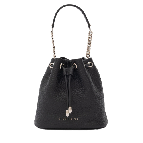 ORCIANI Mini Nest Soft bucket bag in hammered black SD0186 MADE IN ITALY