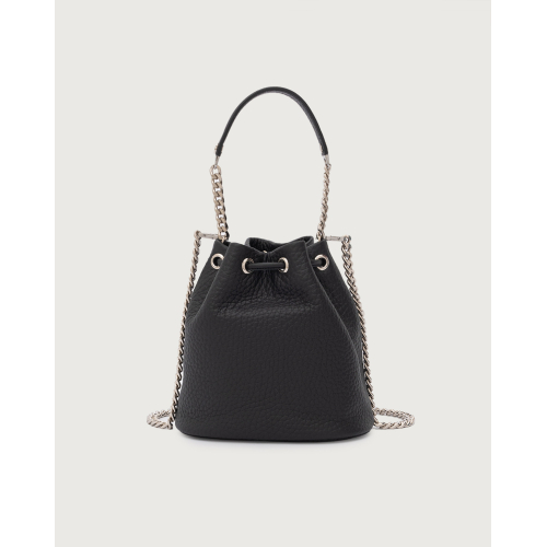 ORCIANI Mini Nest Soft bucket bag in hammered black SD0186 MADE IN ITALY