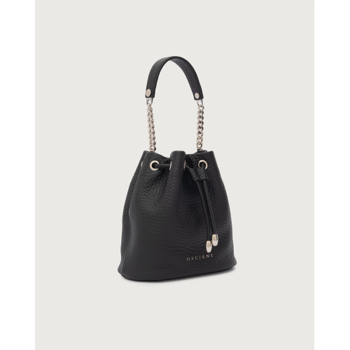 ORCIANI Mini Nest Soft bucket bag in hammered black SD0186 MADE IN ITALY
