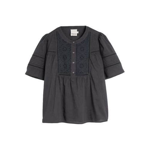 INDI&COLD camicia donna grigio cotone/sangallo MC114 100% cotone biologico