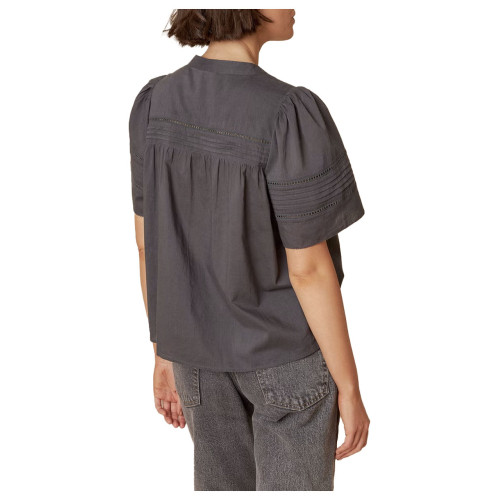 INDI&COLD camicia donna grigio cotone/sangallo MC114 100% cotone biologico