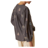 INDI&COLD camicia donna grigio con ricami  KI236 100% cotone biologico