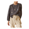 INDI&COLD camicia donna grigio con ricami  KI236 100% cotone biologico