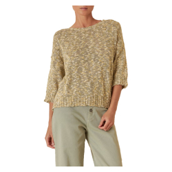 INDI&COLD maglia donna melange verde/giallo GB480 100%cotone MADE IN ITALY