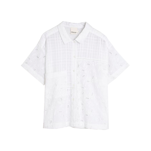 INDI&COLD women's white shirt cotton/sangallo SK350 100% organic cotton