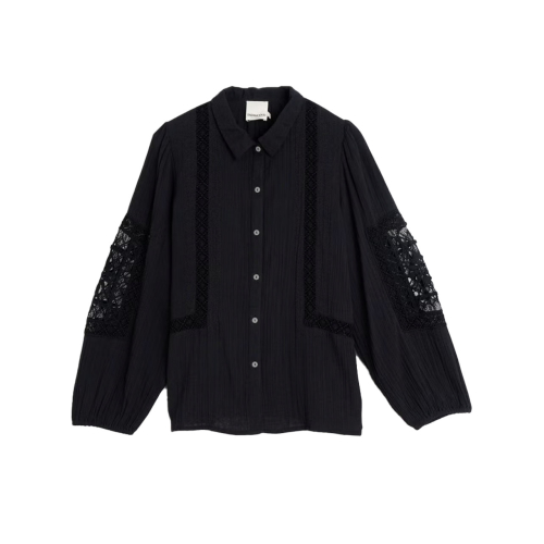 INDI&COLD women's shirt cotton double gauze and lace BK207 100% organic cotton