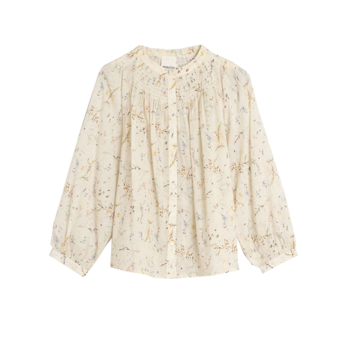 INDI&COLD women's cotton voile shirt vanilla floral pattern AD152 100% organic cotton